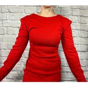 Vintage M. J. Carroll Red Studded Bodycon Mini Dress with V-back